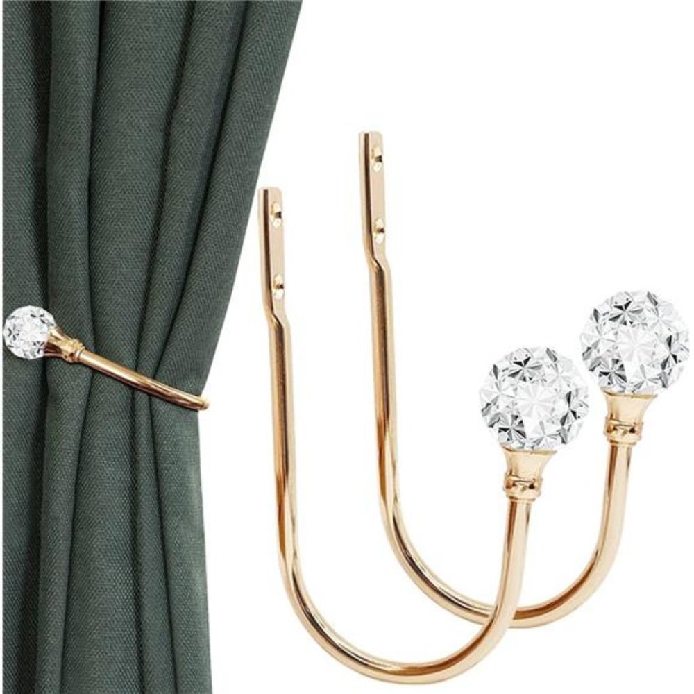 Curtain Holdbacks, Crystal Curtain Tieback Hooks Gold Metal Decorative Drapery